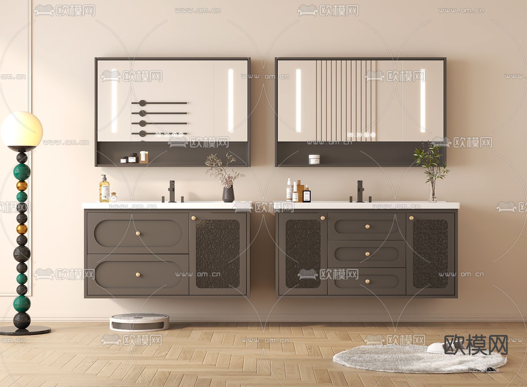 法式浴室柜 洗手台3d模型下载