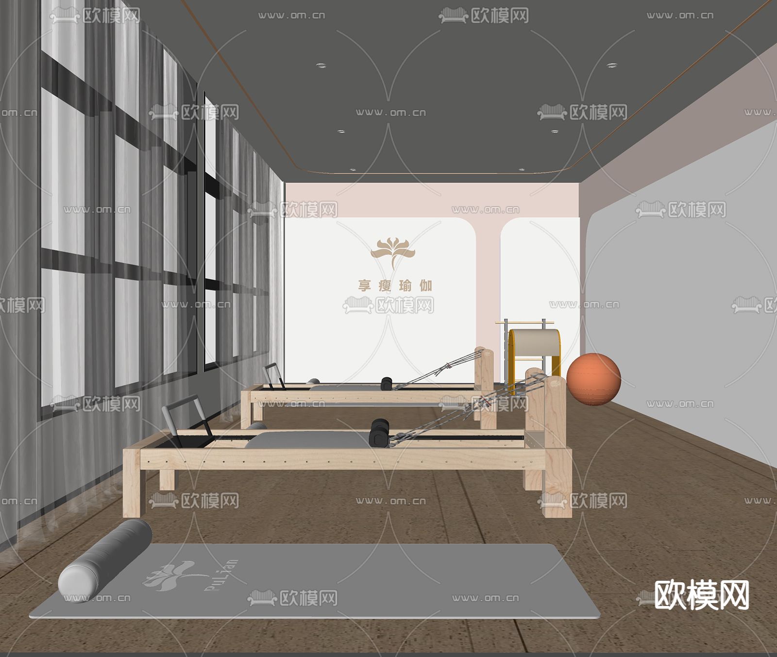 现代瑜伽室su模型下载（渲染图1）