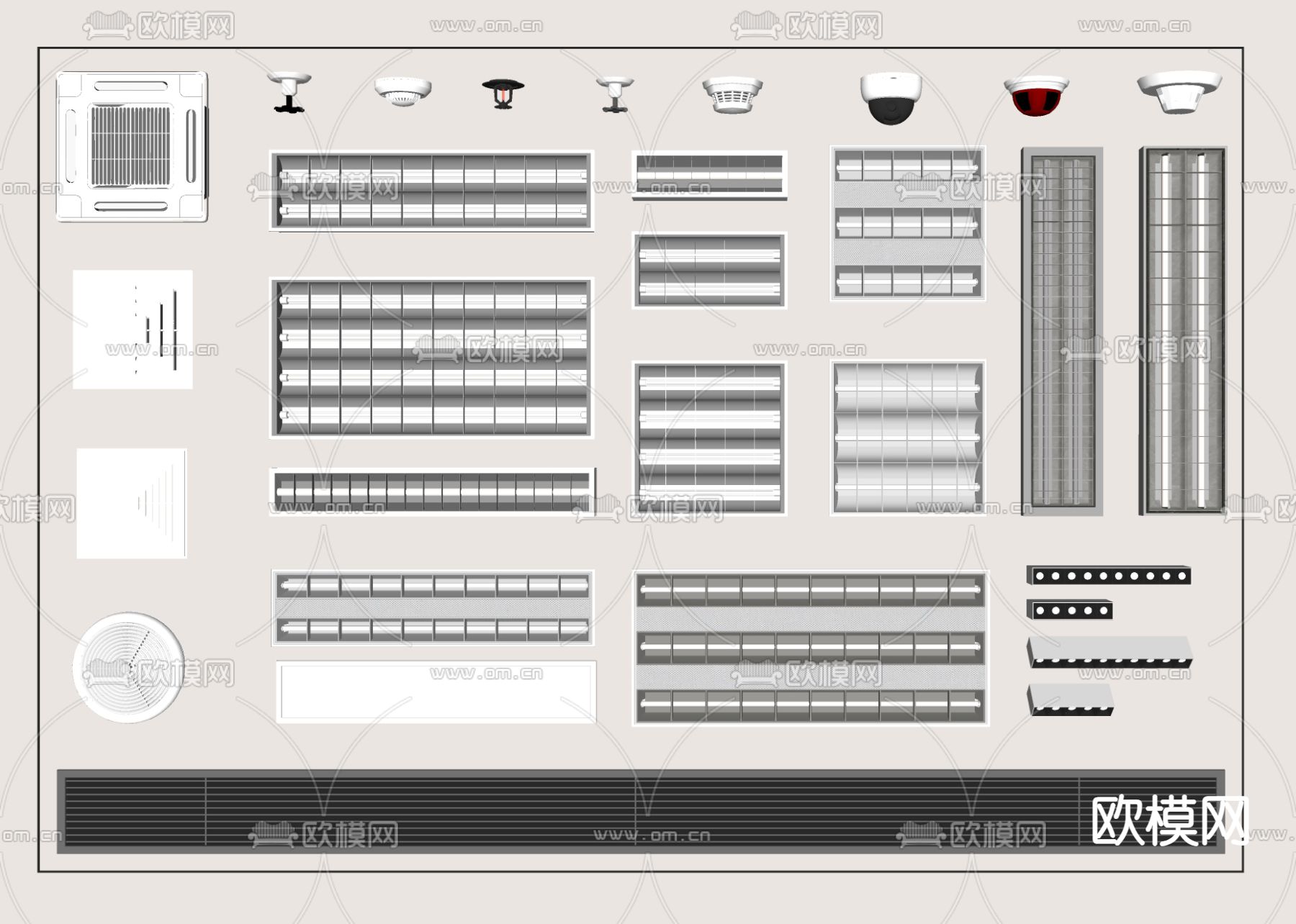 栅格灯 空调出风口 排气口 出风口su模型下载（渲染图1）