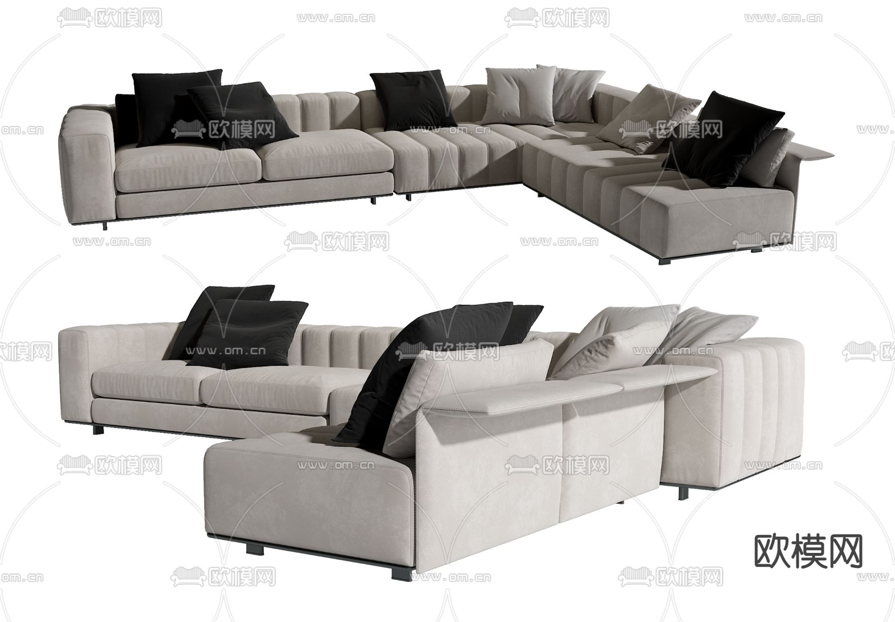 Minotti 转角沙发 多人沙发3d模型下载