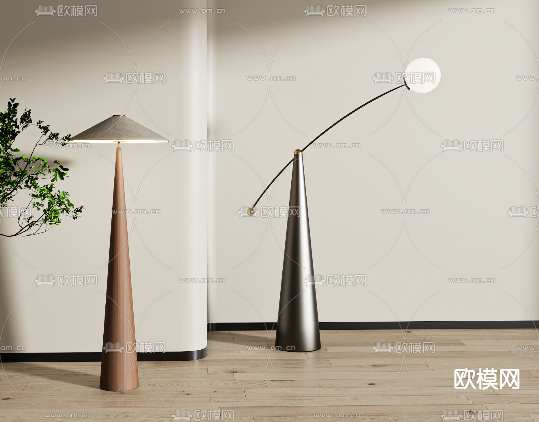 侘寂落地灯su模型下载（渲染图2）