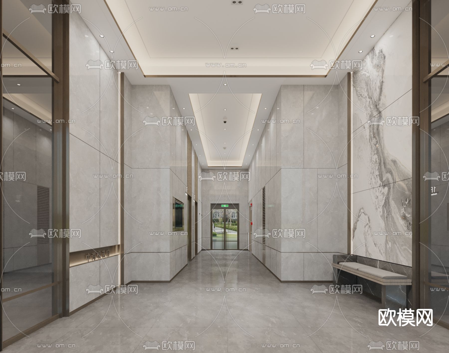 现代电梯厅3d模型下载