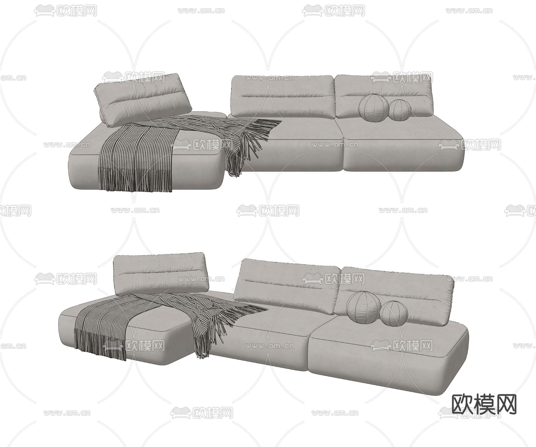 Minotti 多人沙发su模型下载（渲染图1）