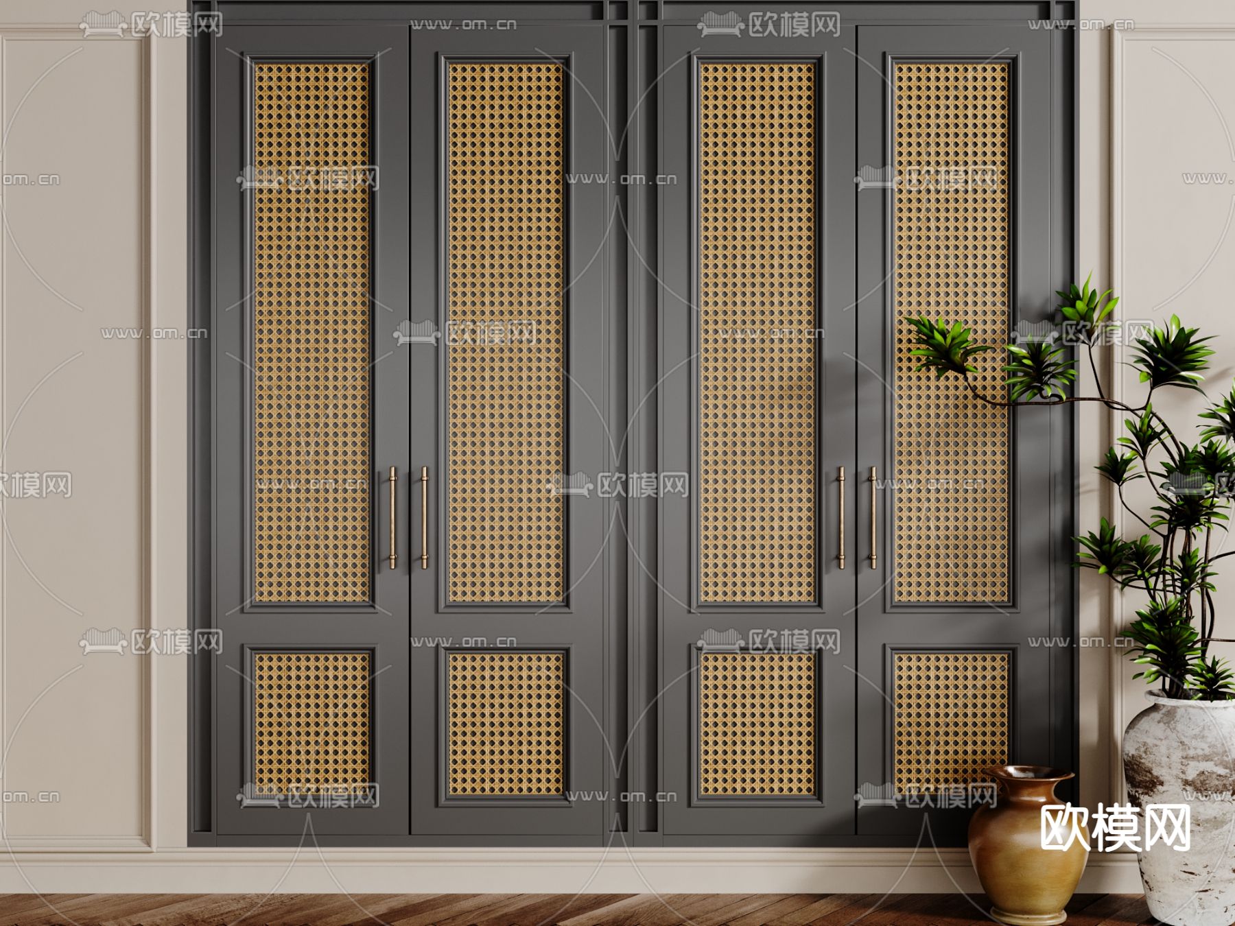 中古风衣柜 衣橱3d模型下载