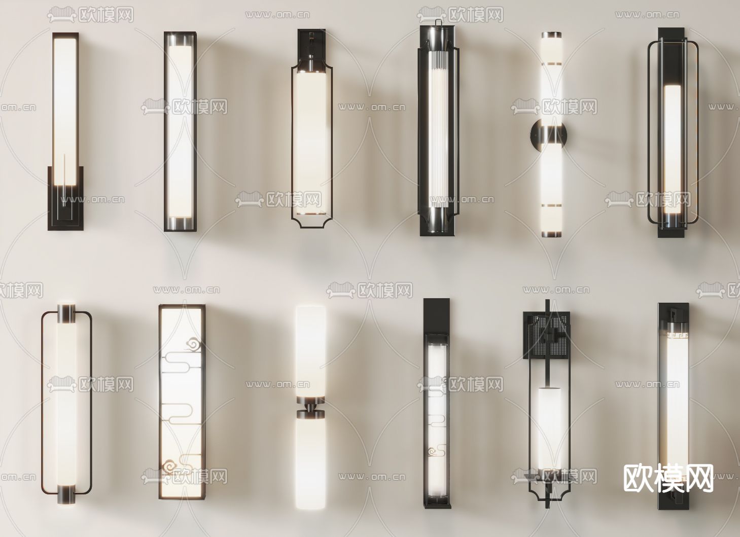 新中式壁灯su模型下载（渲染图2）