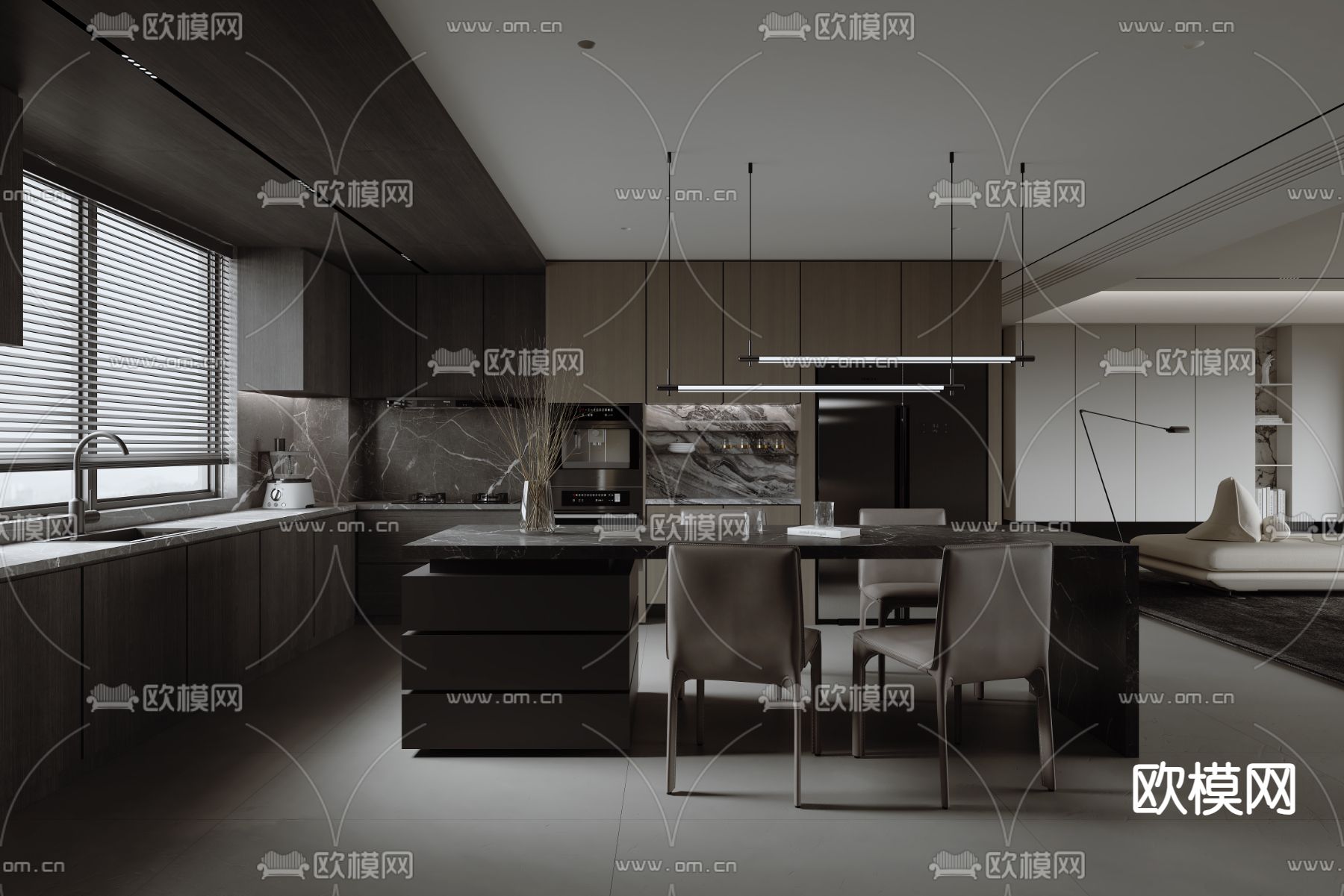 暗黑风餐厅3d模型下载