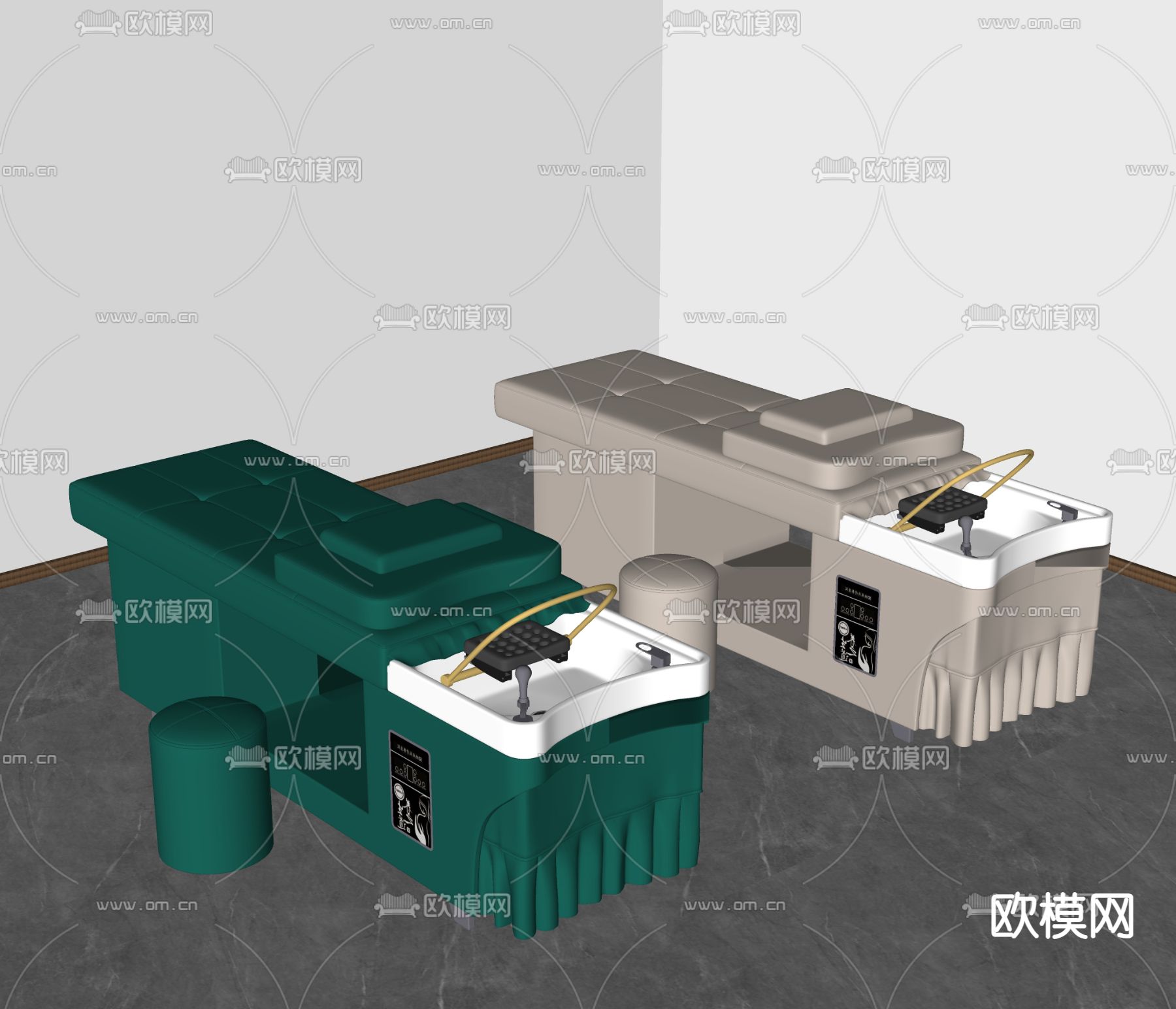 现代理发店洗头床su模型下载（渲染图1）