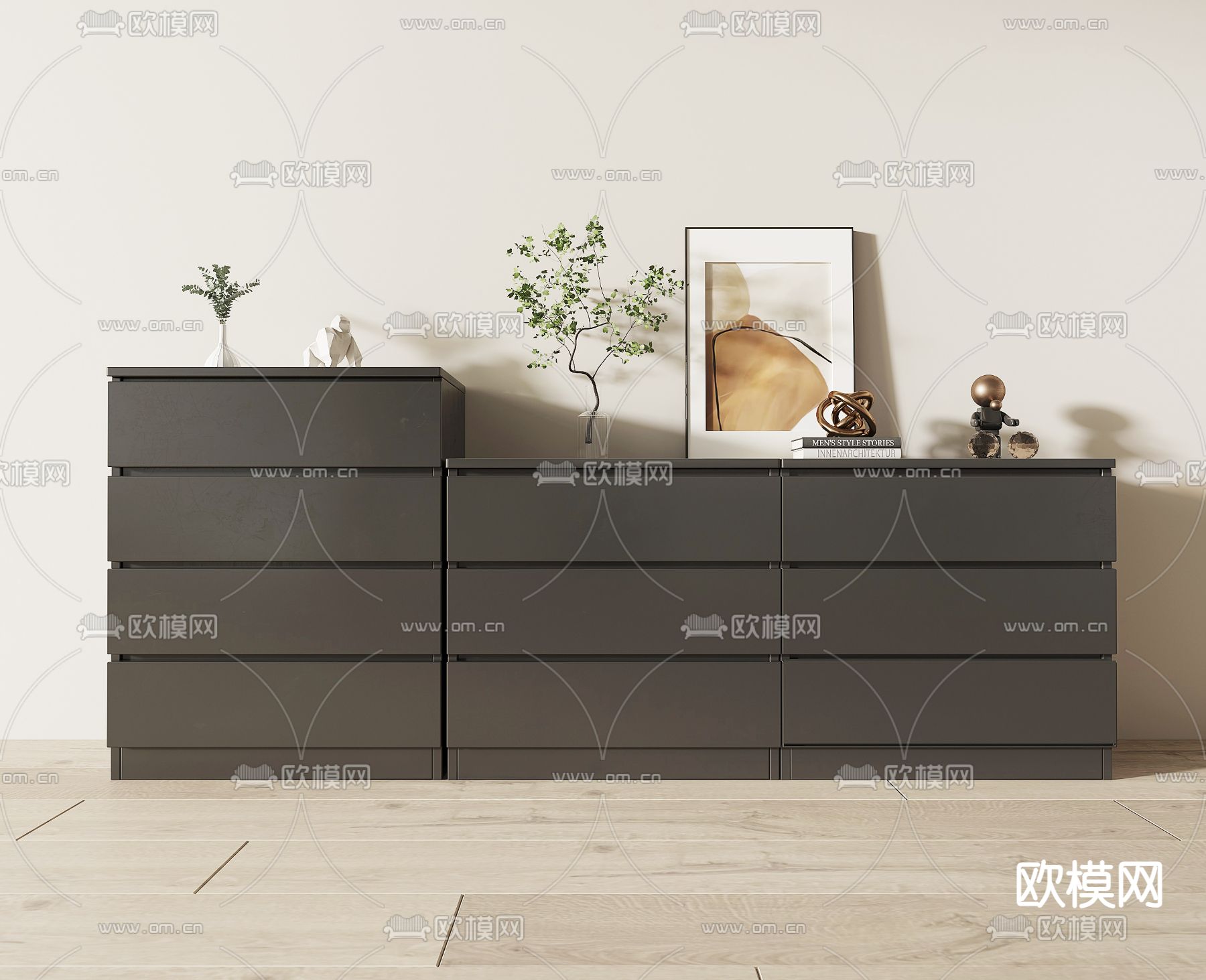 现代边柜 斗柜3d模型下载