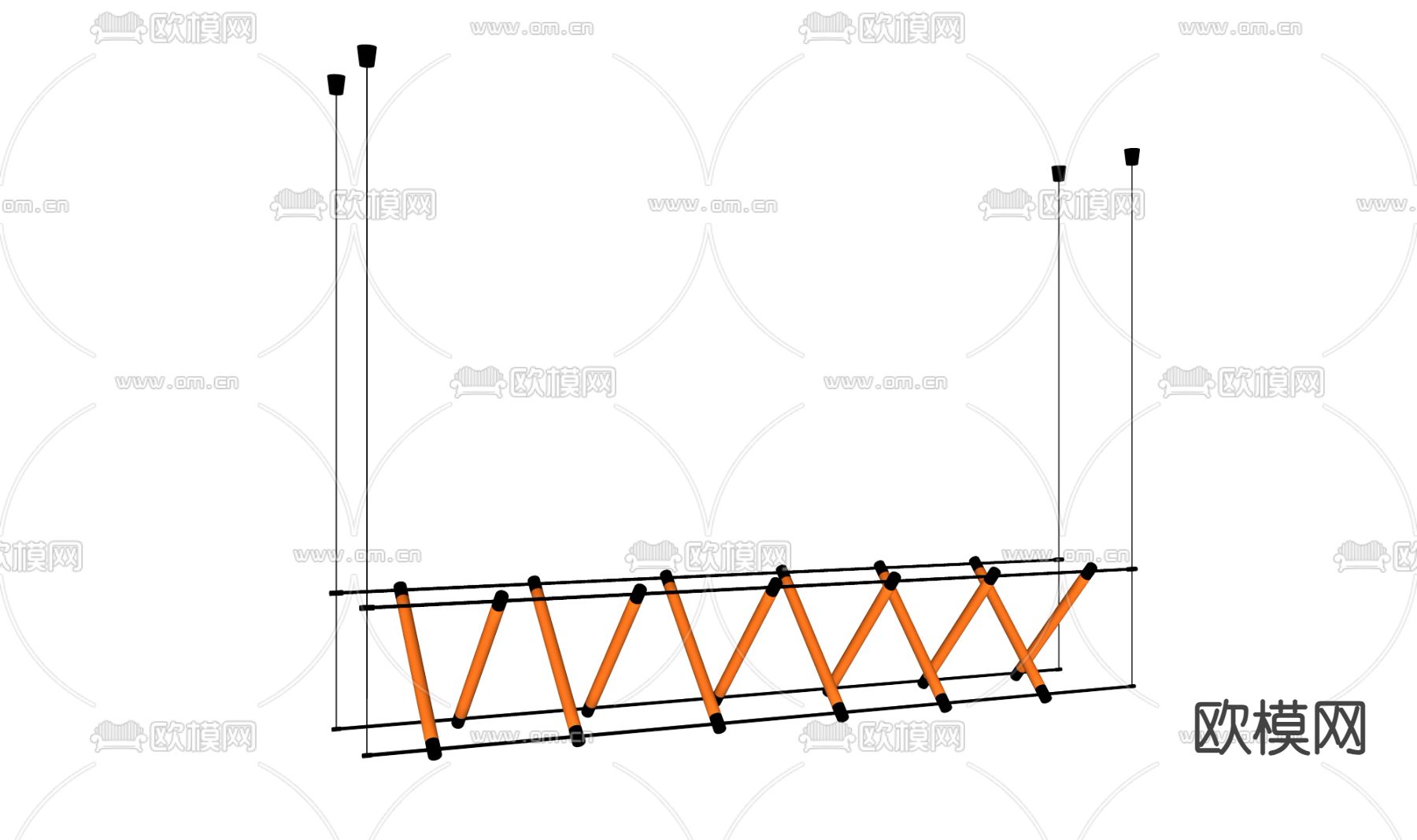 现代长条吊灯su模型下载（渲染图1）