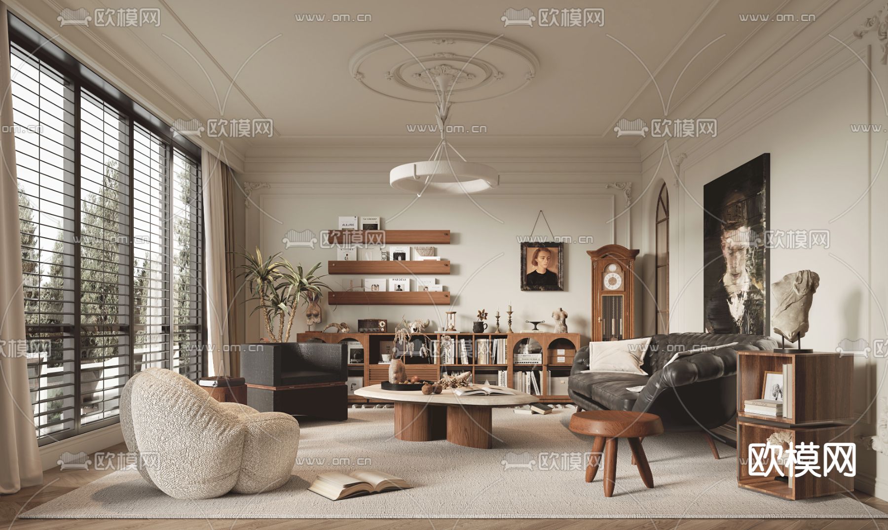 侘寂风客厅3d模型下载（渲染图1）