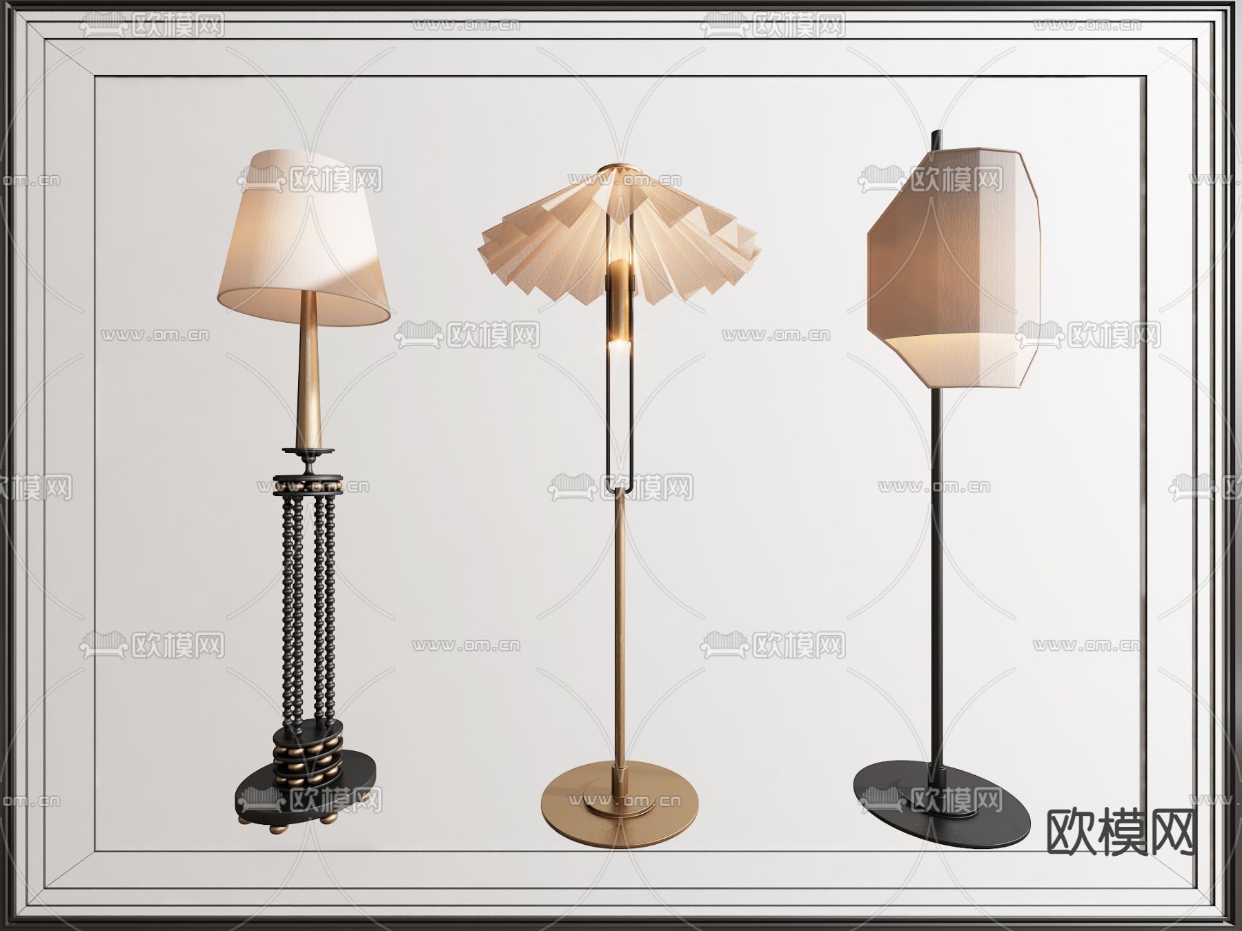 中古风落地灯3d模型下载
