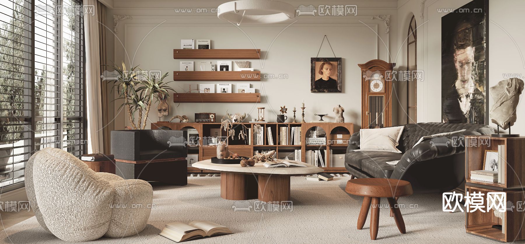 侘寂风客厅3d模型下载（渲染图2）