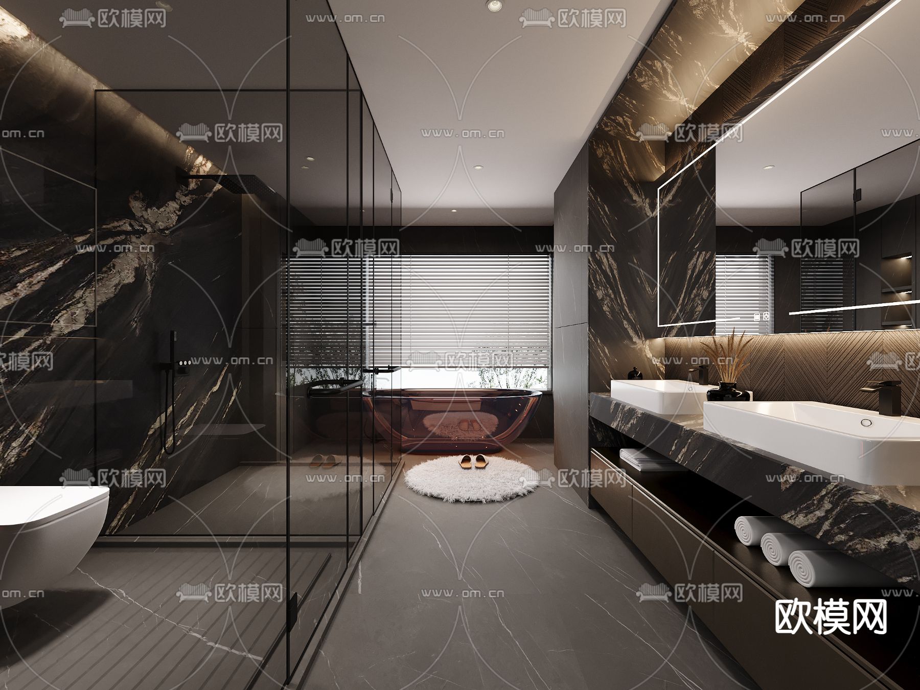 暗黑风卫生间 浴室3d模型下载