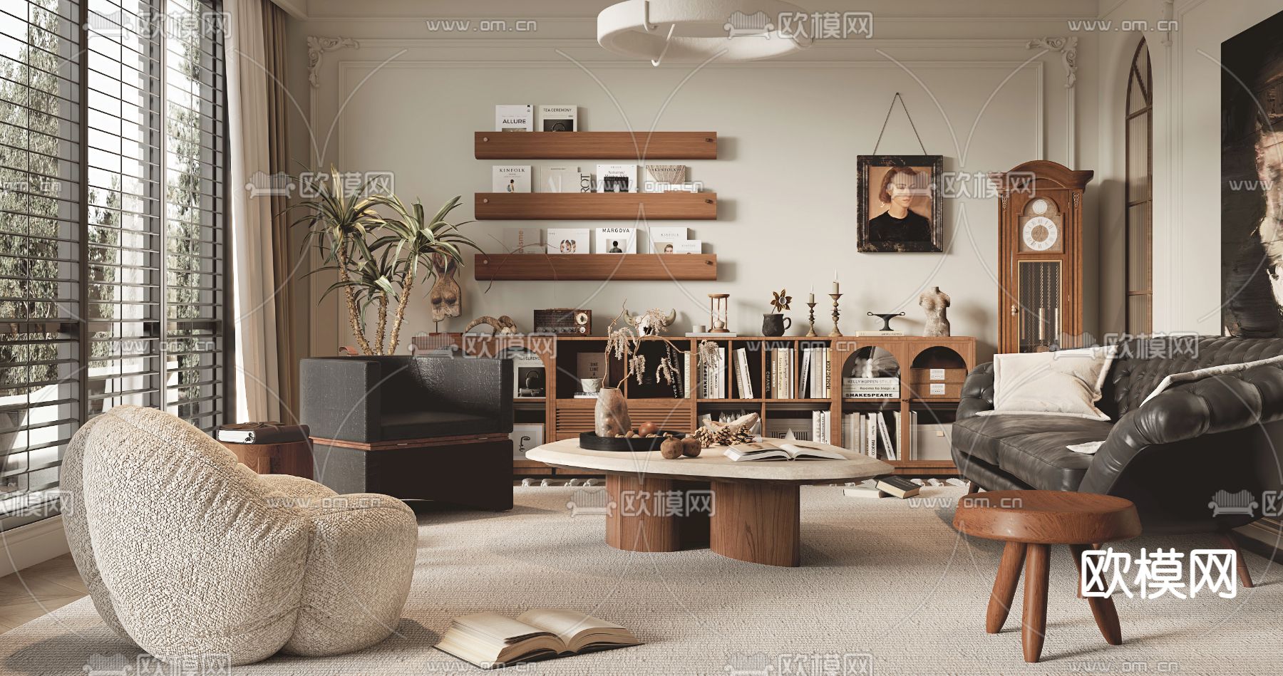侘寂风客厅3d模型下载（渲染图3）