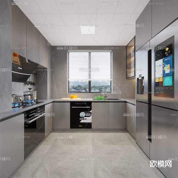 现代客餐厅3d模型下载(渲染图2)
