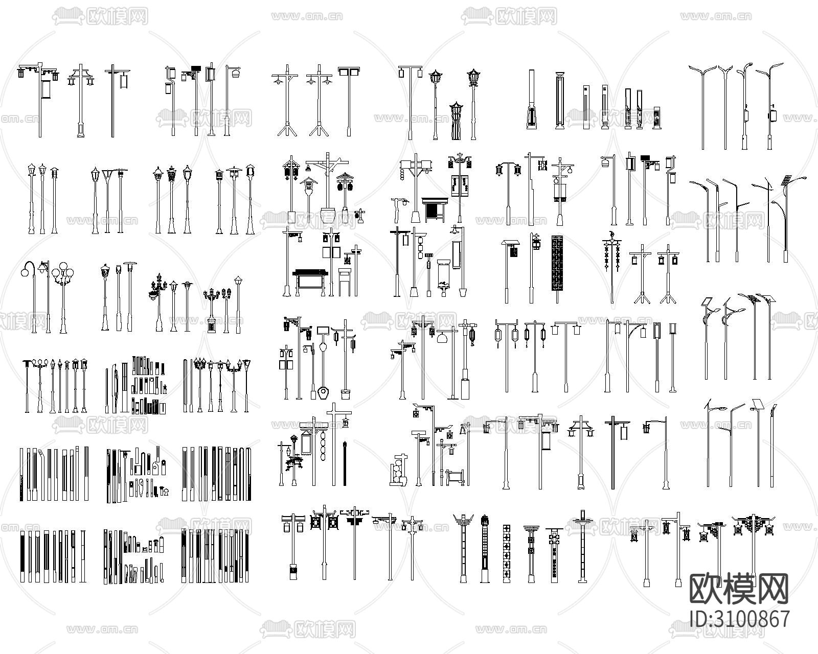 景观灯具CAD图库下载（渲染图10）