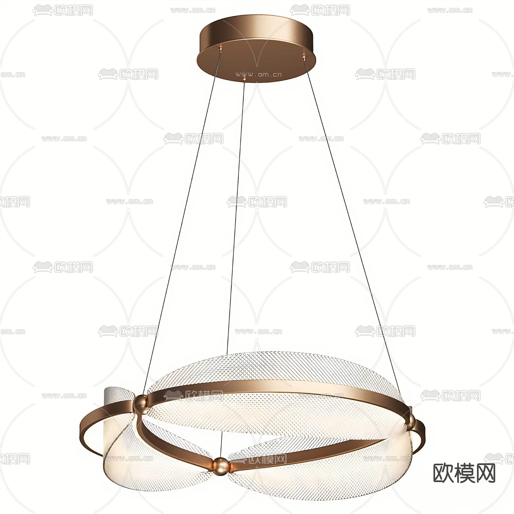 轻奢吊灯 圆环吊灯3d模型下载（渲染图1）