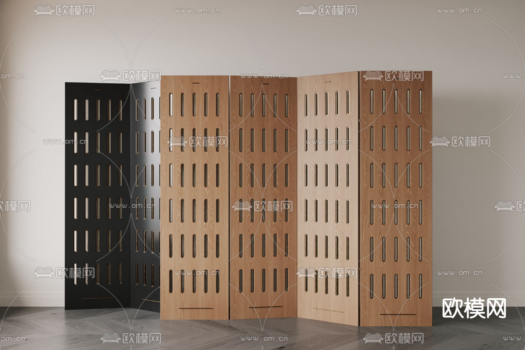 中古风隔断 开孔屏风3d模型下载