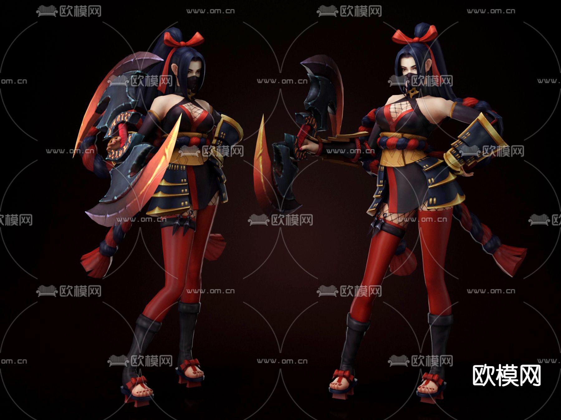 女忍者 游戏角色 美女 性感女人3d模型下载（渲染图1）