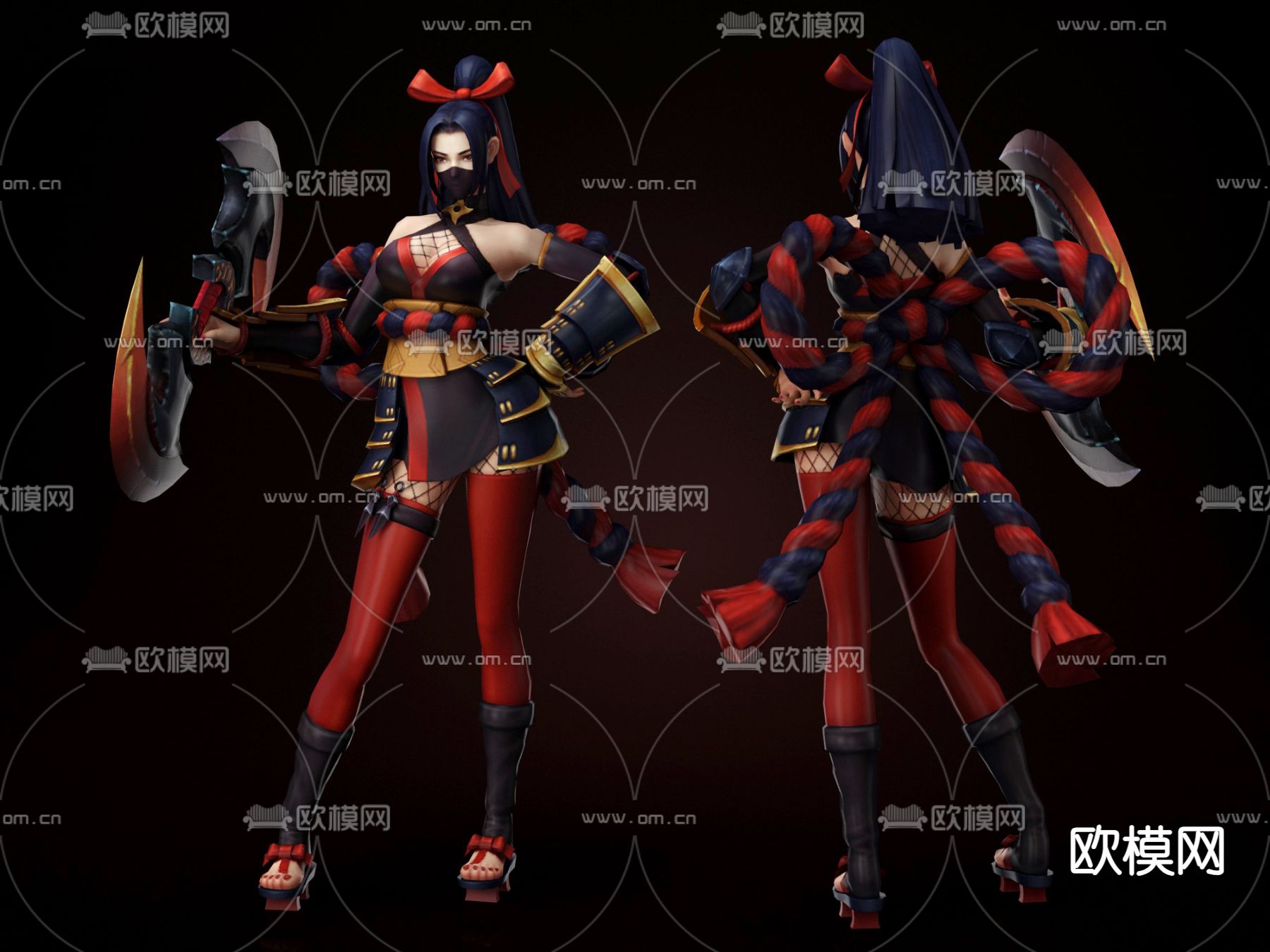 女忍者 游戏角色 美女 性感女人3d模型下载（渲染图2）