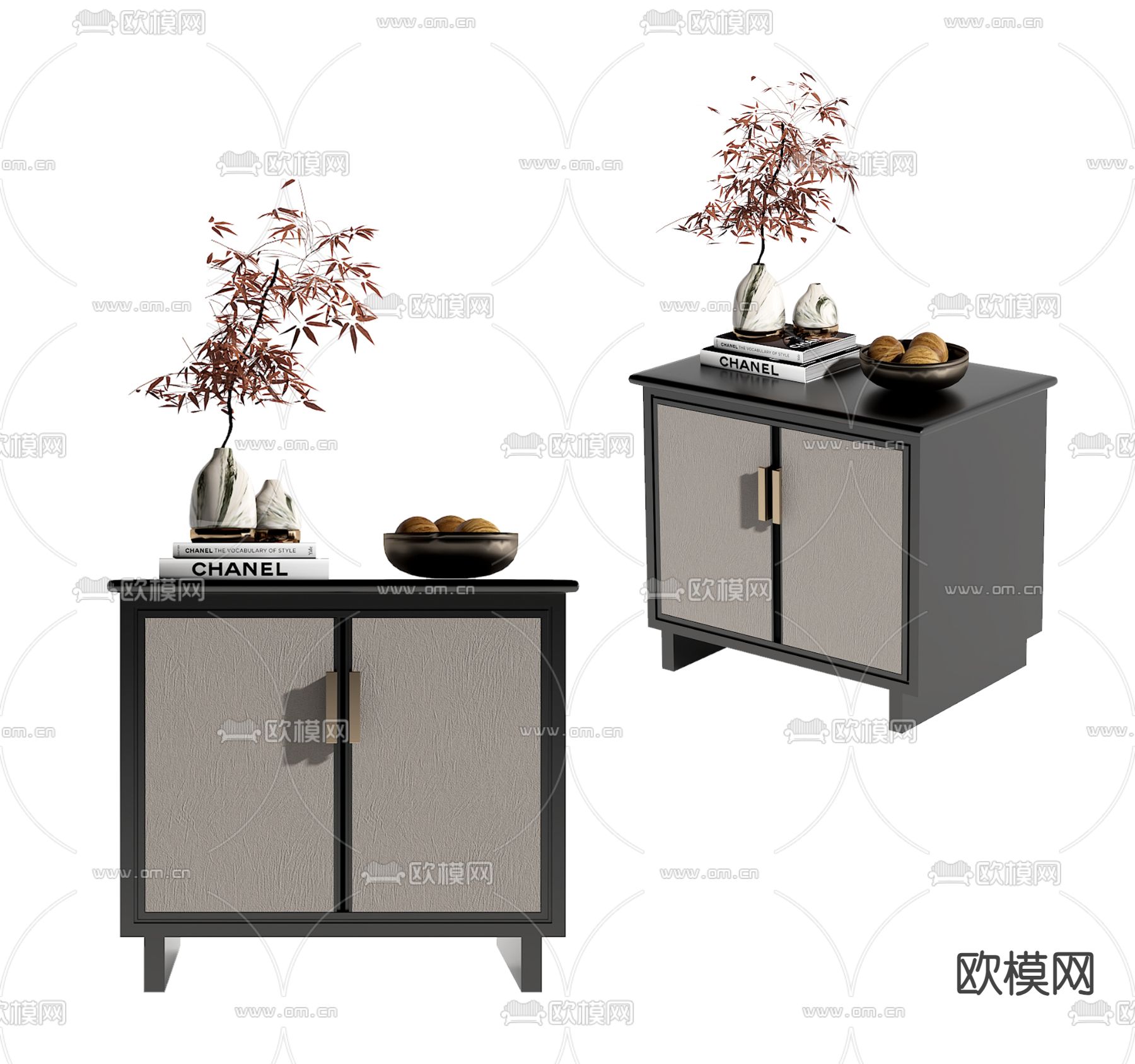 新中式床头柜 边柜3d模型下载