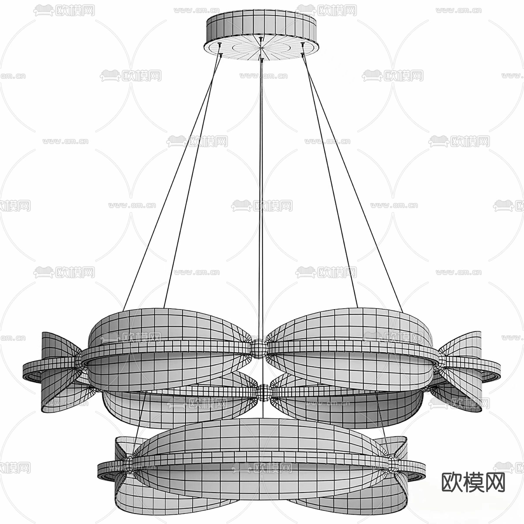 轻奢吊灯 圆环吊灯3d模型下载（渲染图2）
