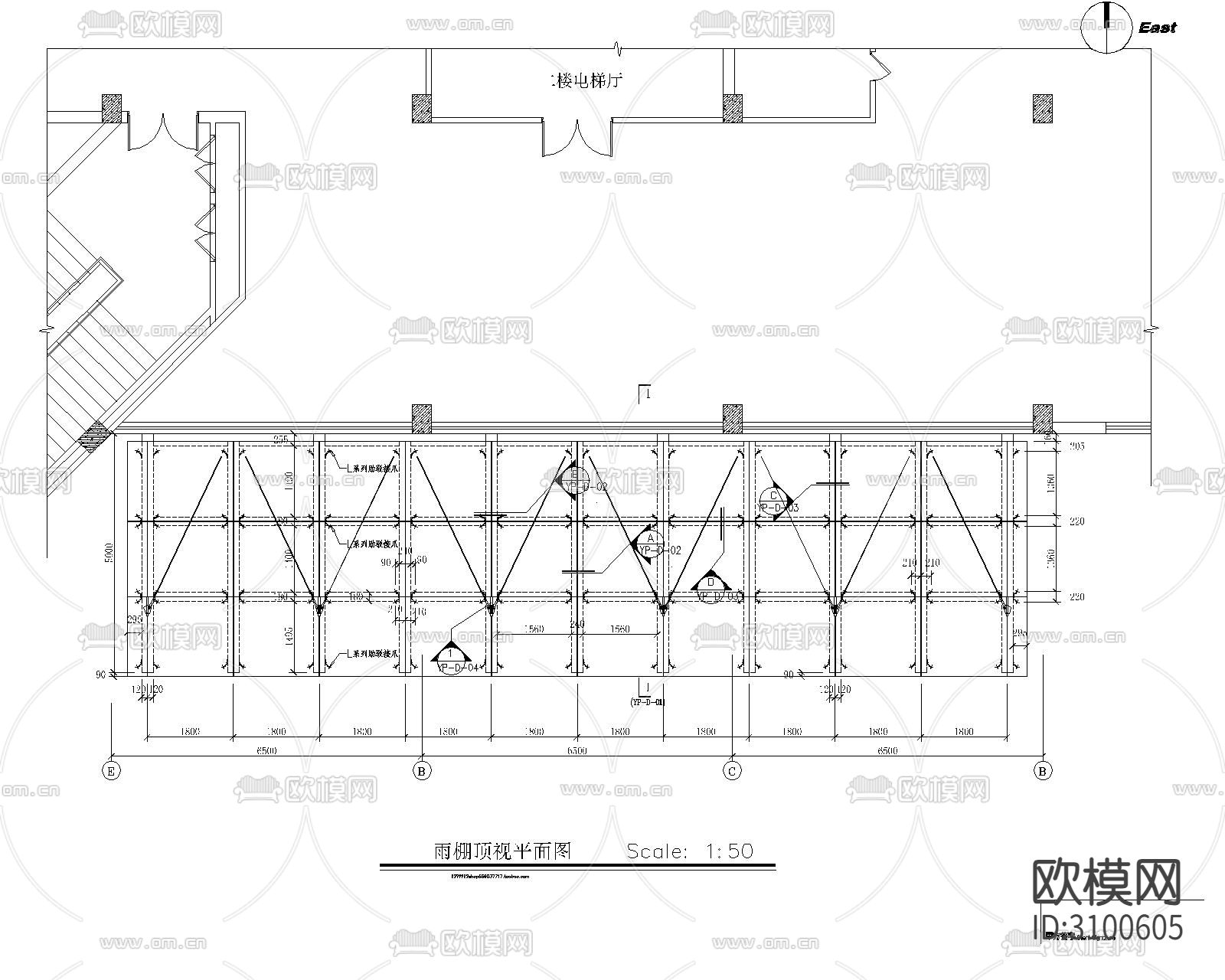 雨棚 玻璃棚CAD施工图下载（渲染图8）