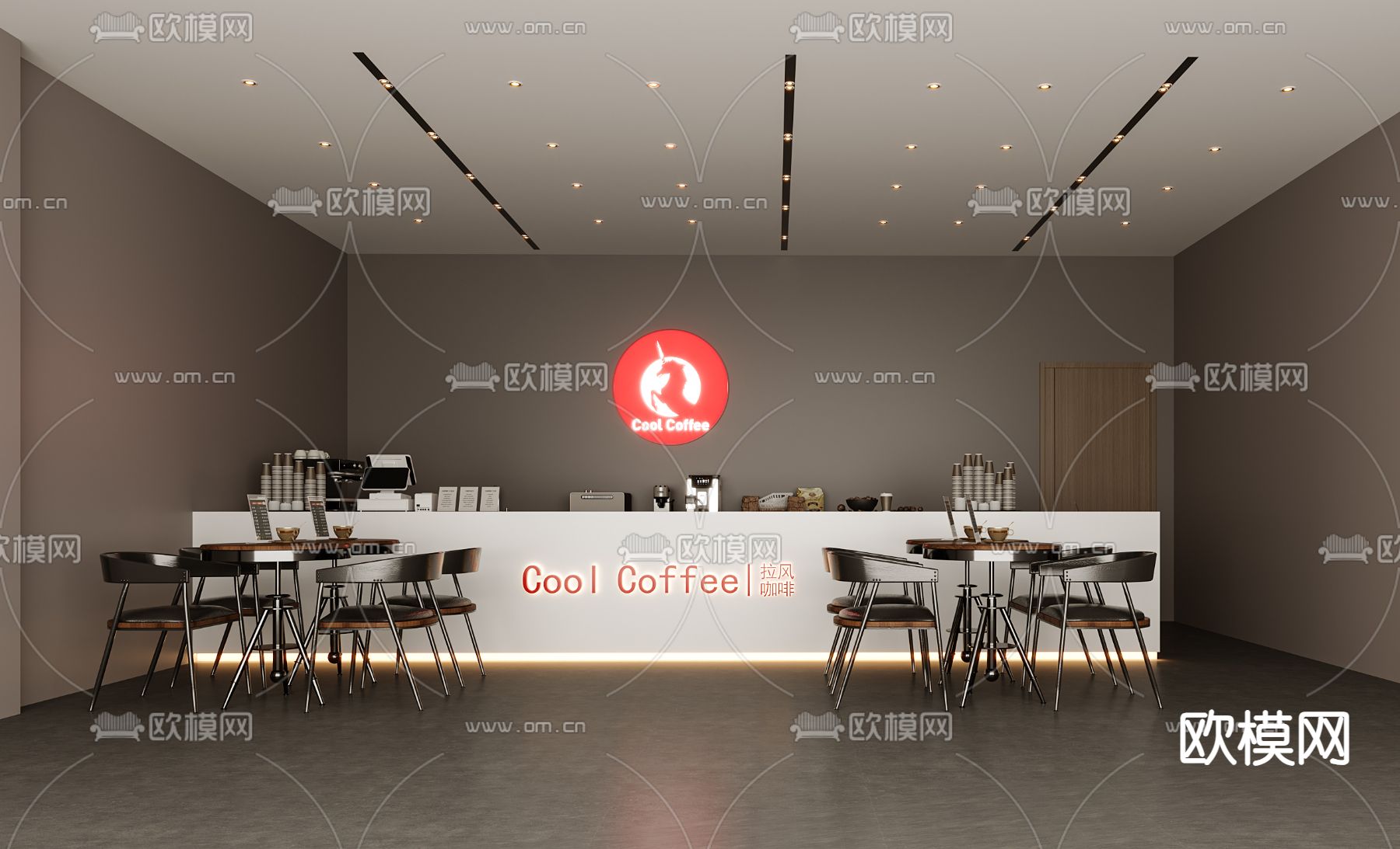 现代咖啡厅3d模型下载