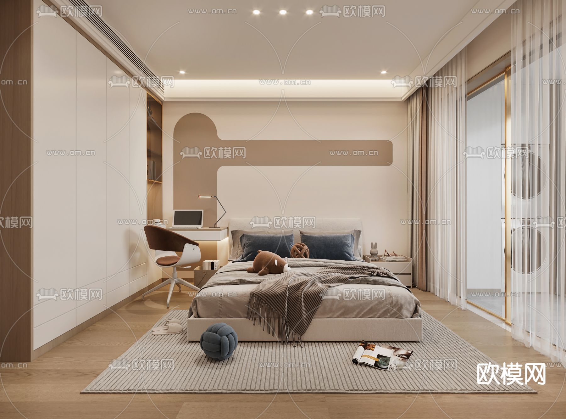 现代卧室 主卧 主人房3d模型下载