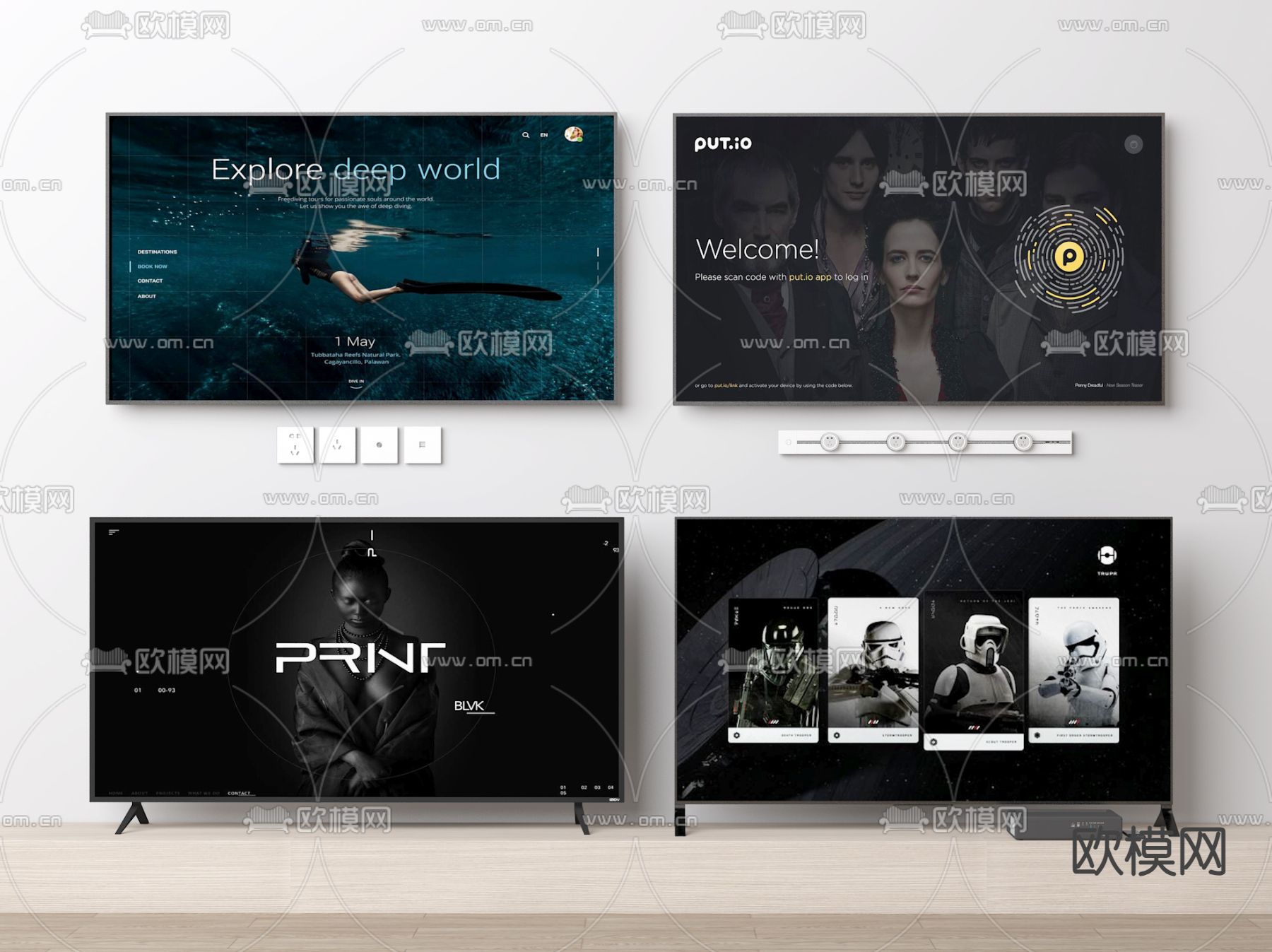 电视机 屏幕3d模型下载