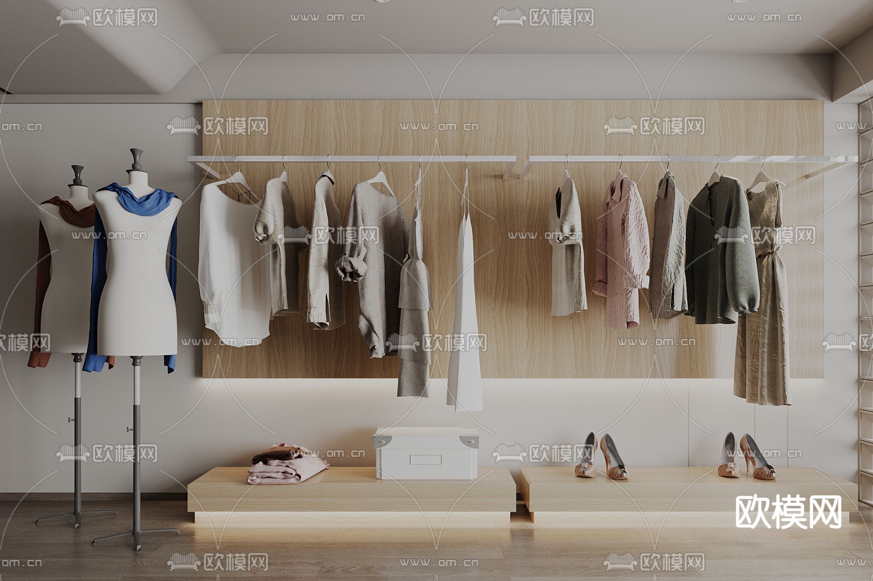 挂衣架 无门衣柜 模特人架3d模型下载