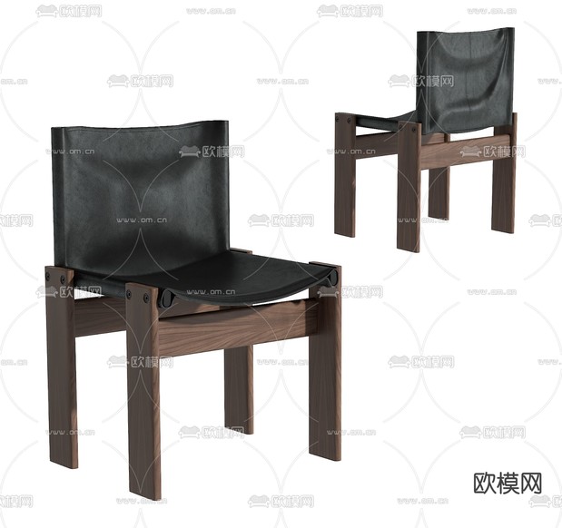 中古风椅子 皮椅 单椅3d模型下载