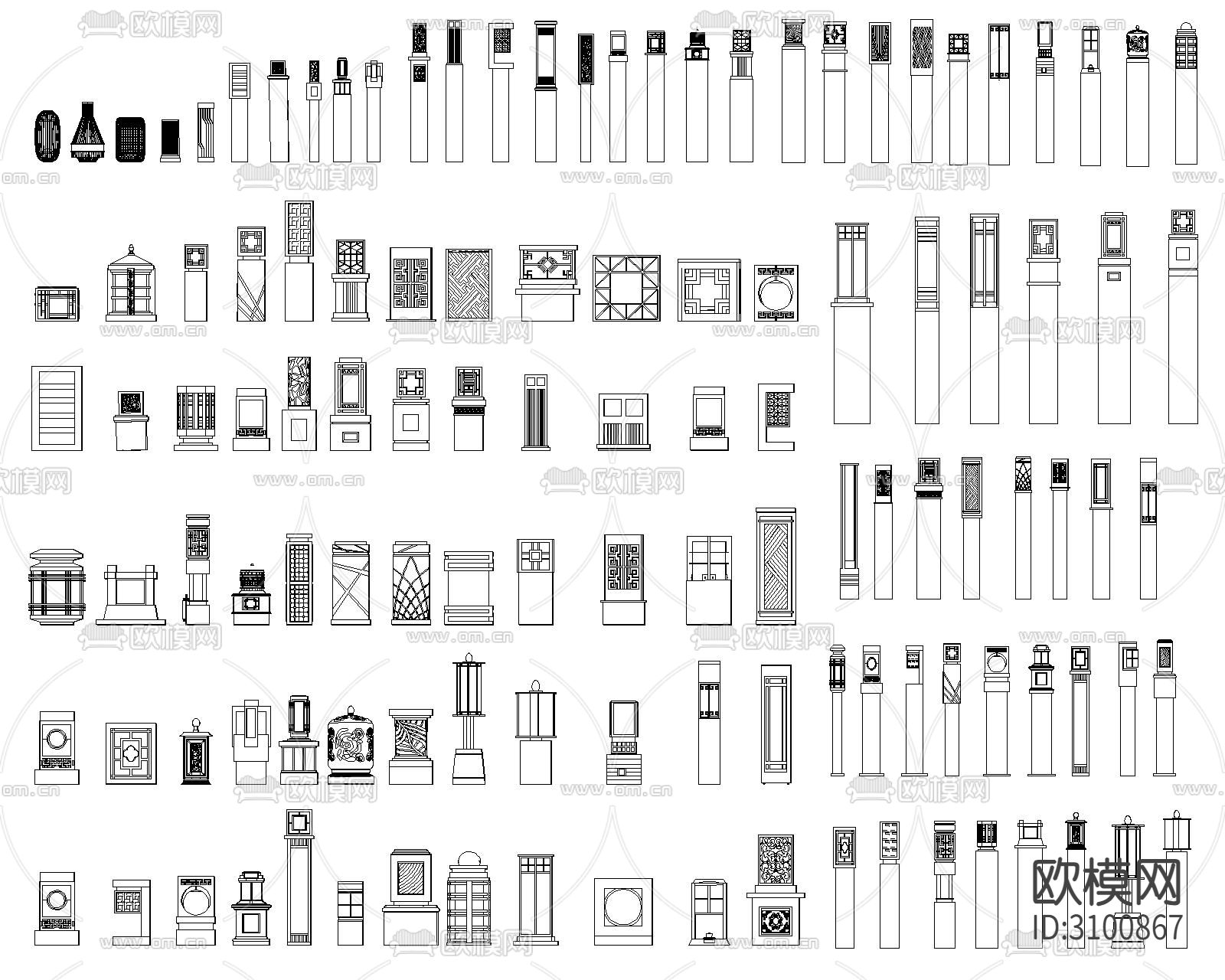景观灯具CAD图库下载（渲染图9）