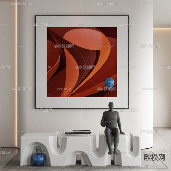 现代装饰画 抽象画 挂画3d模型下载