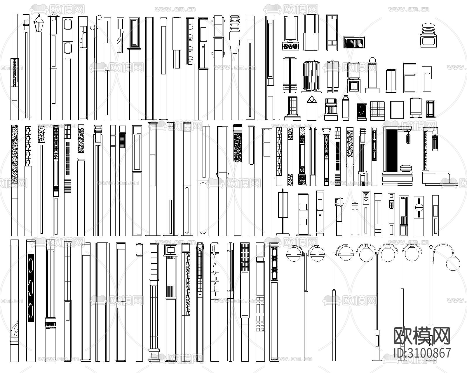 景观灯具CAD图库下载（渲染图8）