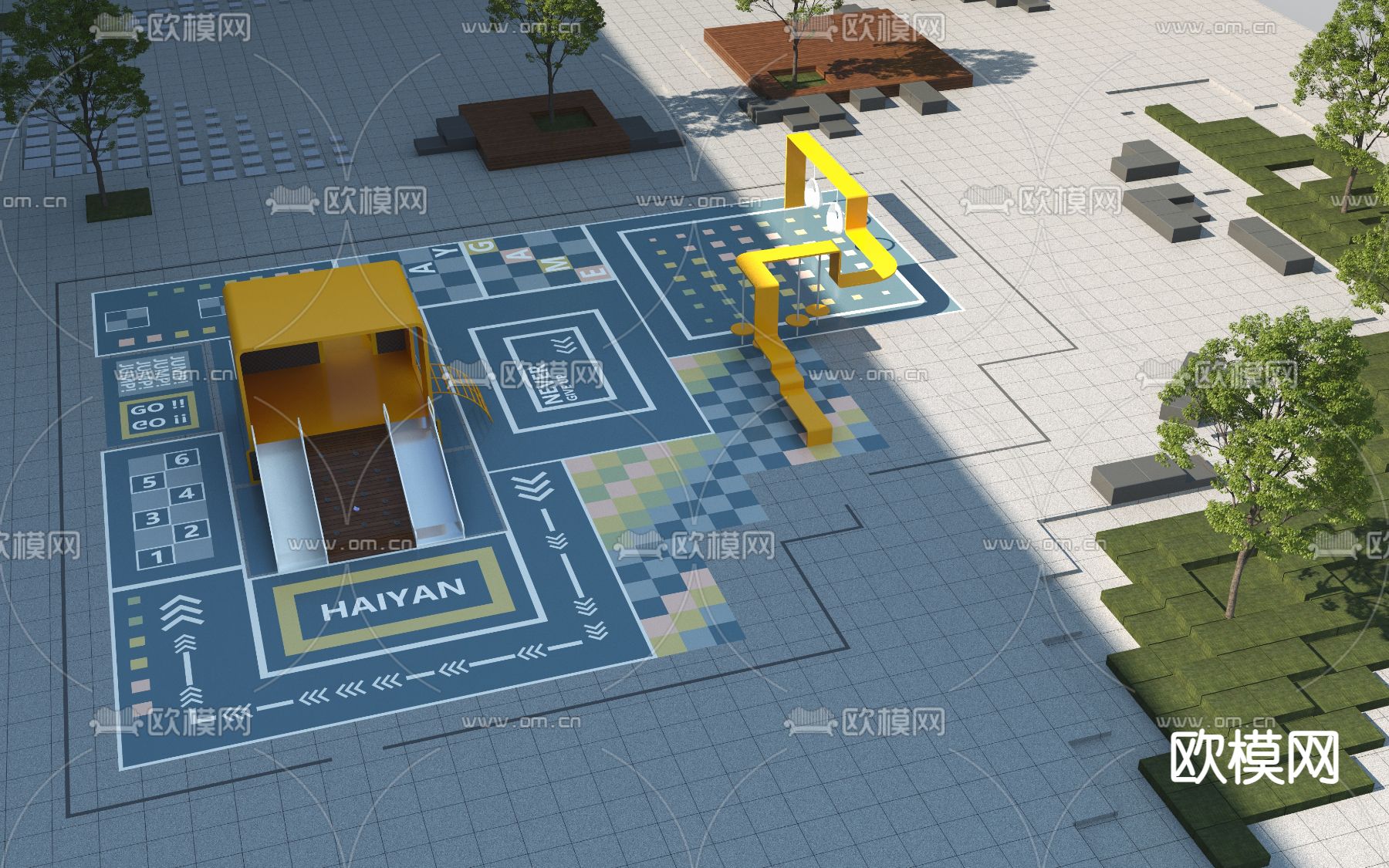 广场景观 儿童游乐区3d模型下载
