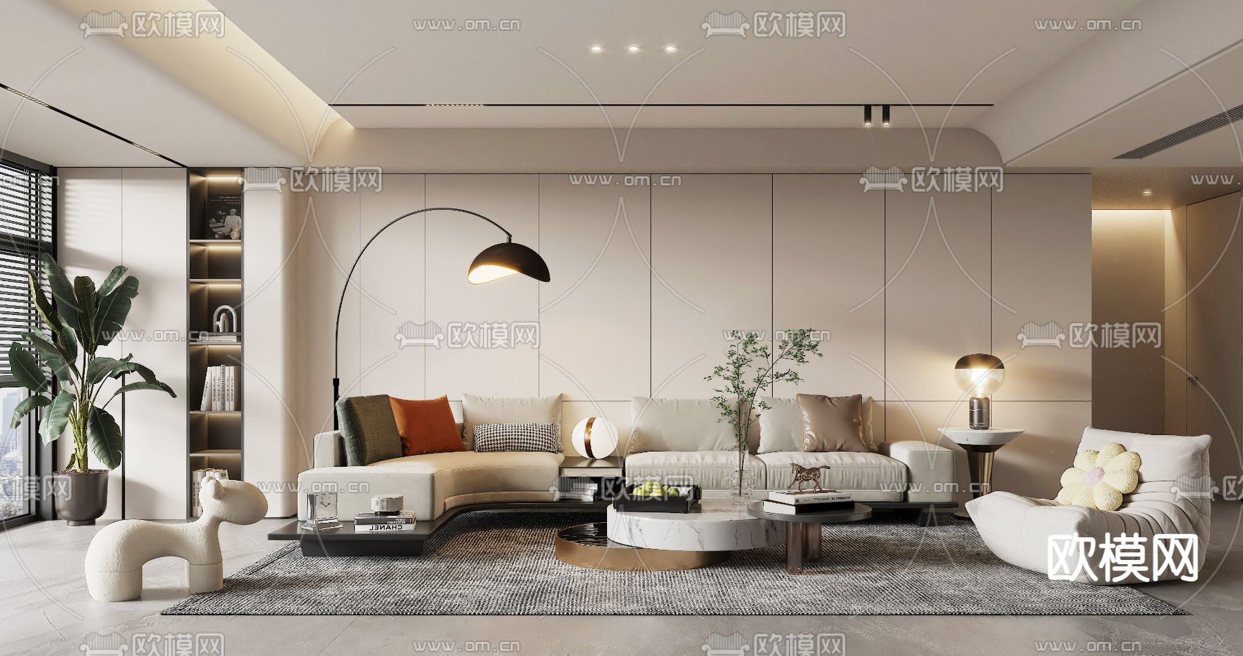 现代客厅3d模型下载