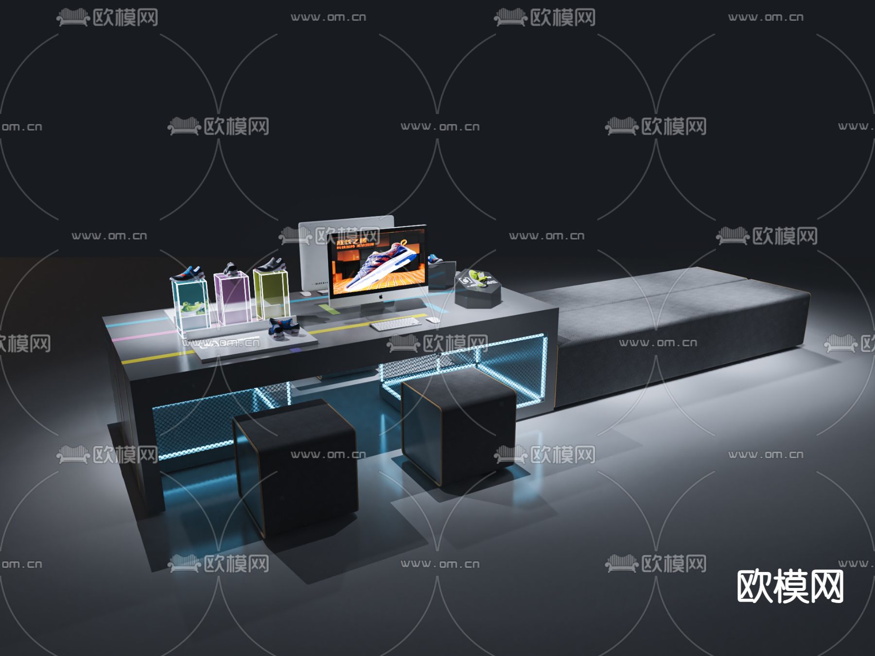 展桌  展台 3d模型下载