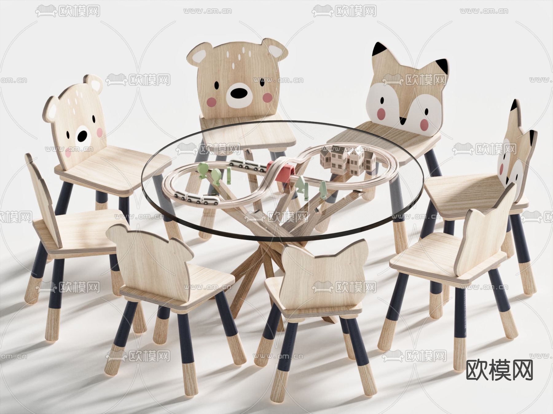 儿童桌椅 卡通桌椅3d模型下载