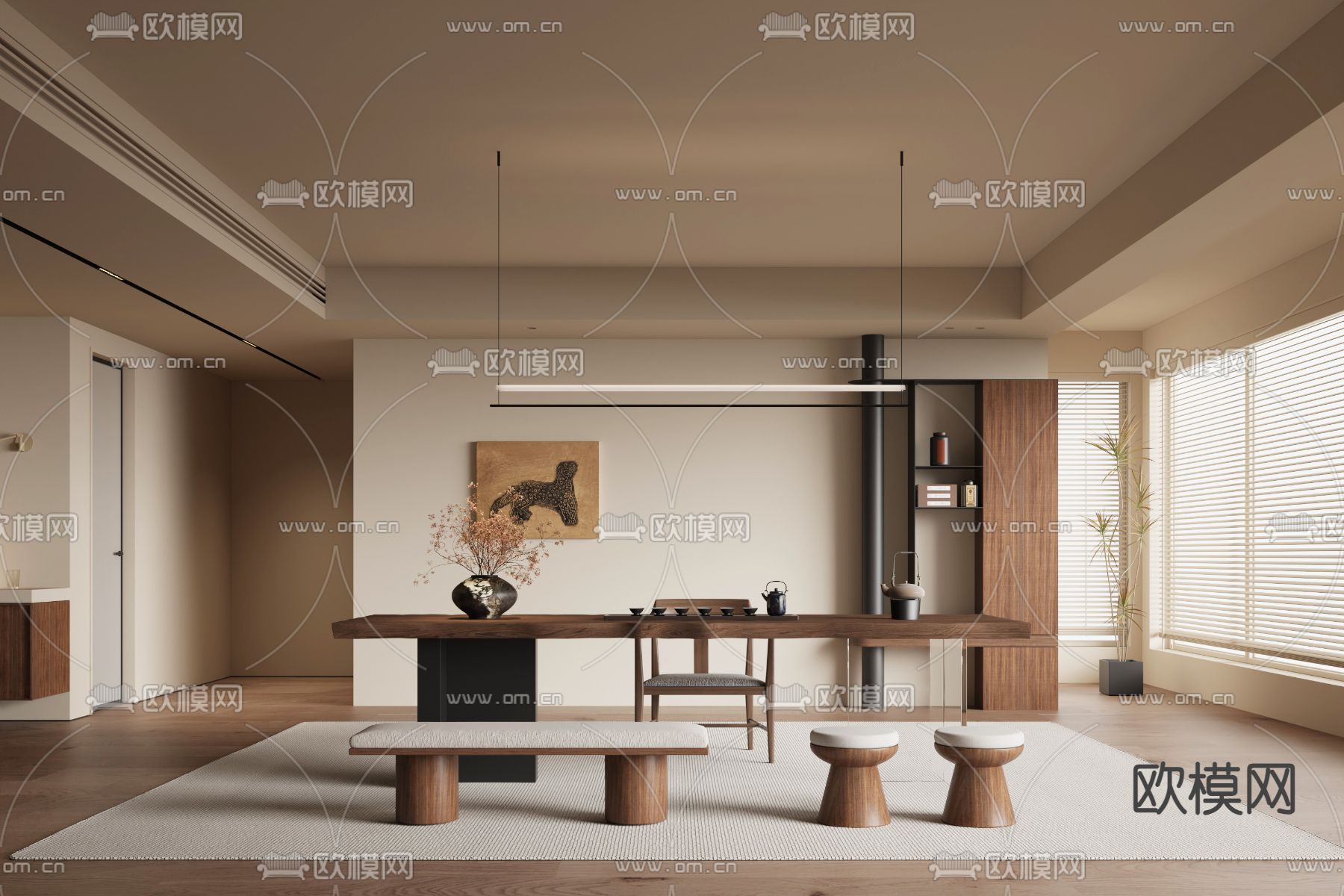 中古风茶室3d模型下载