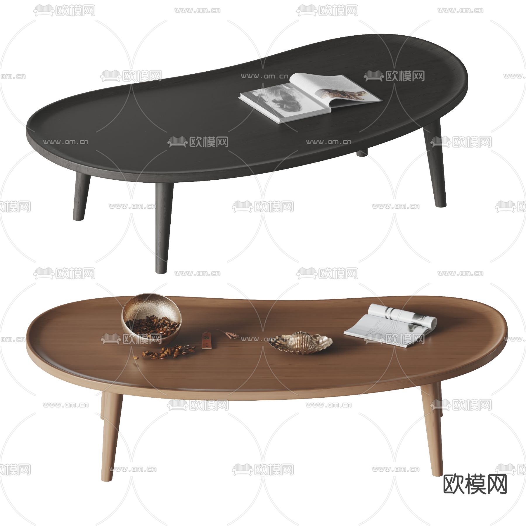 BAXTER弧形茶几3d模型下载