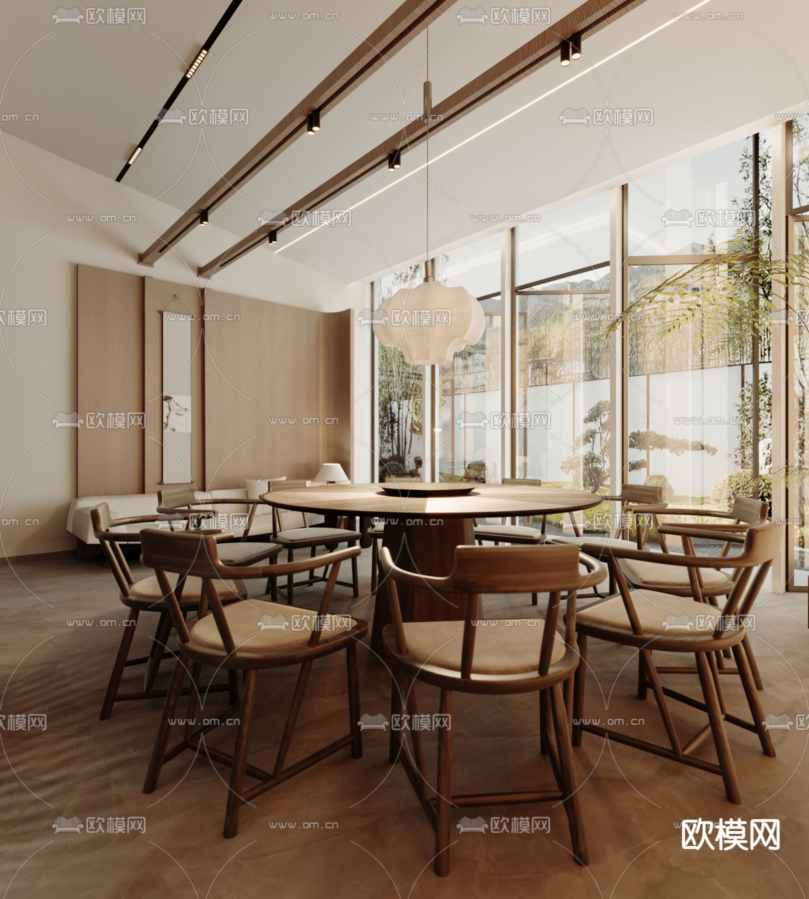 中古风餐厅 包房 包厢3d模型下载