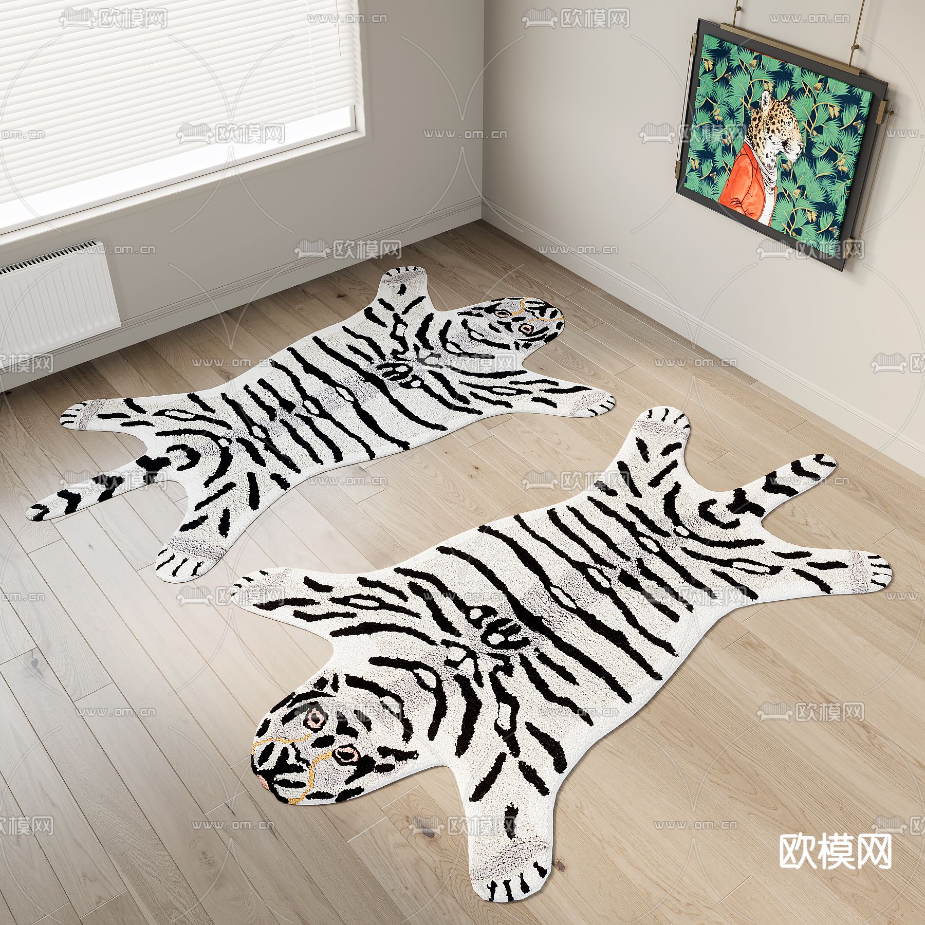 虎皮地毯 儿童地毯 动物地毯3d模型