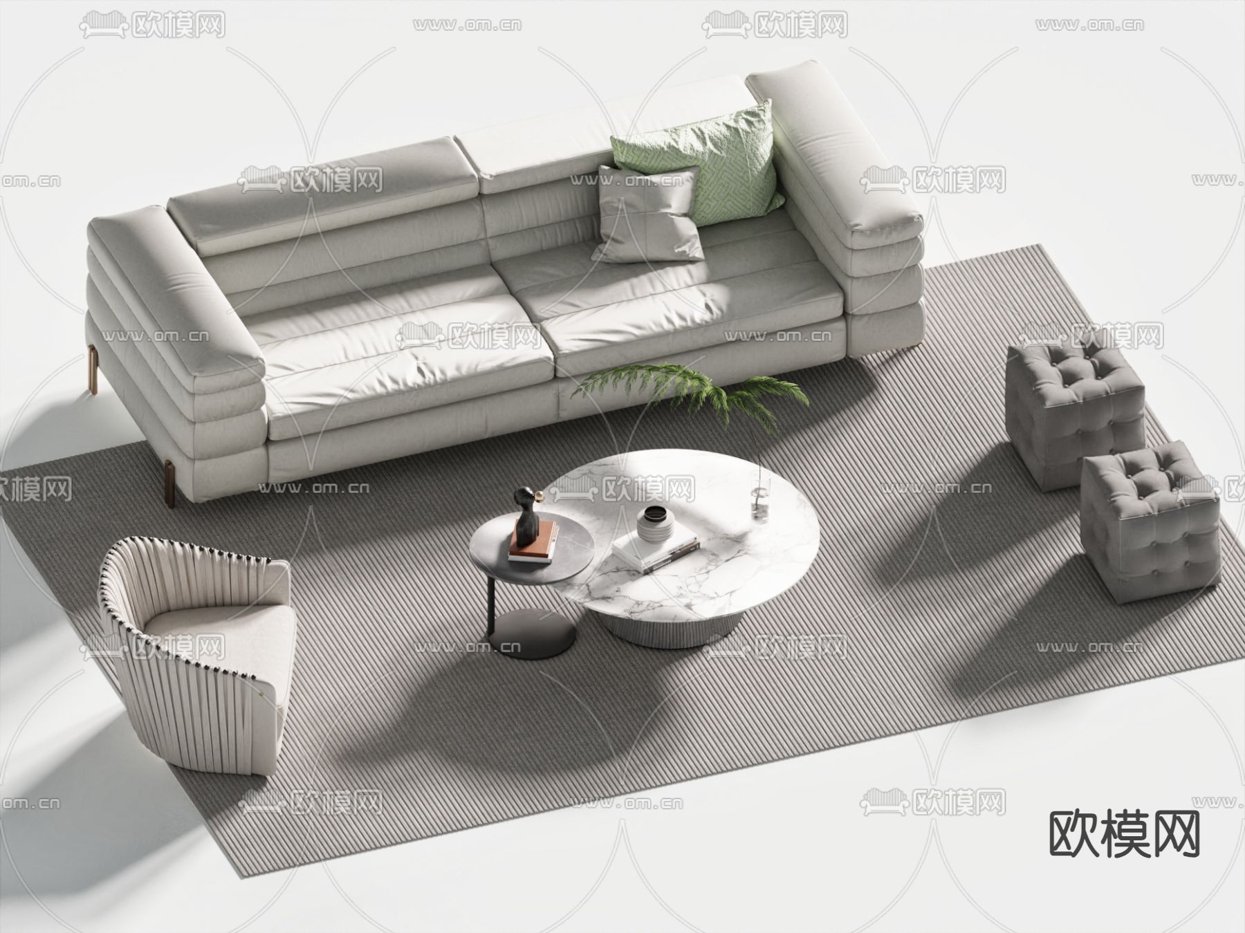 极简组合沙发3d模型下载