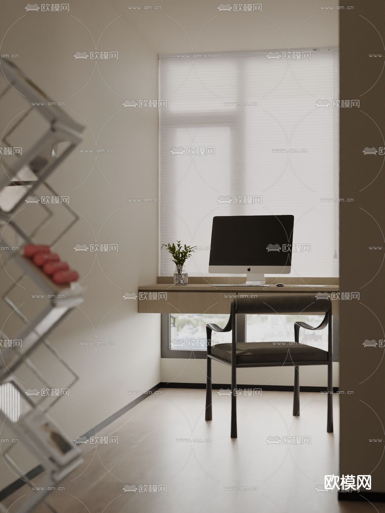 侘寂风卧室 主卧 主人房3d模型下载（渲染图2）