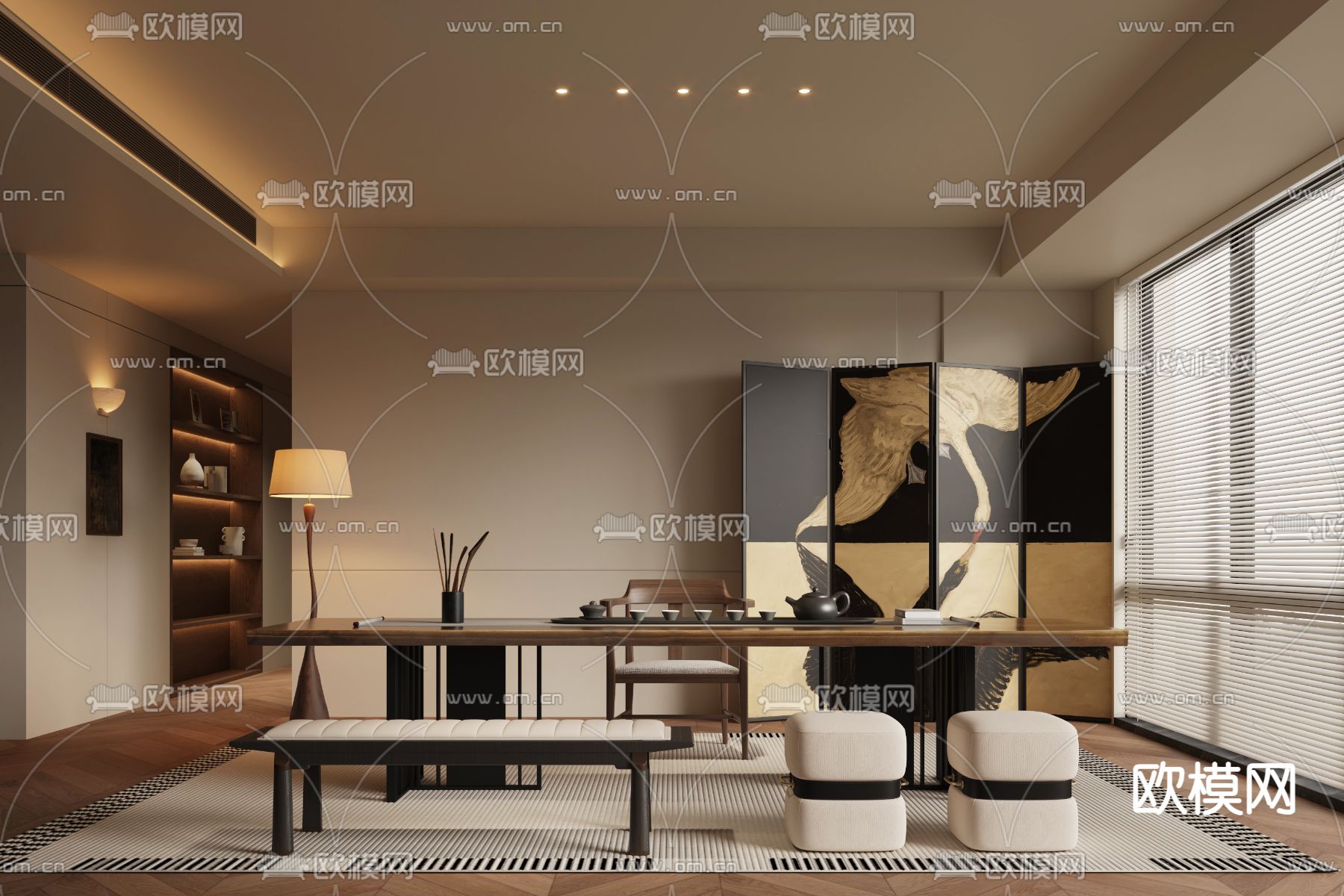 中古风茶室3d模型下载