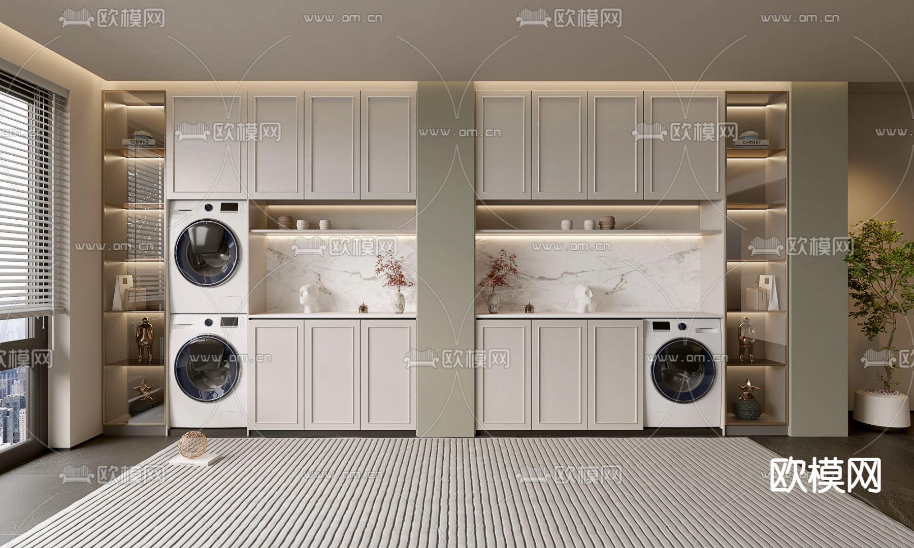 奶油风洗衣柜 卫浴柜 储物柜3d模型下载