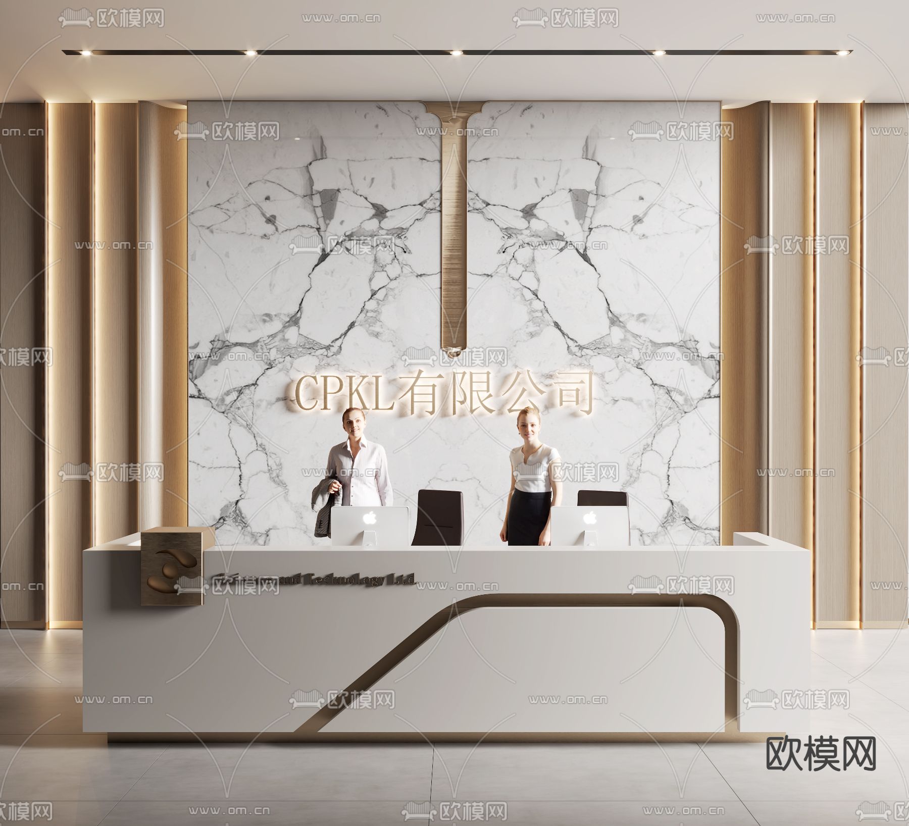 公司前台 接待3d模型下载