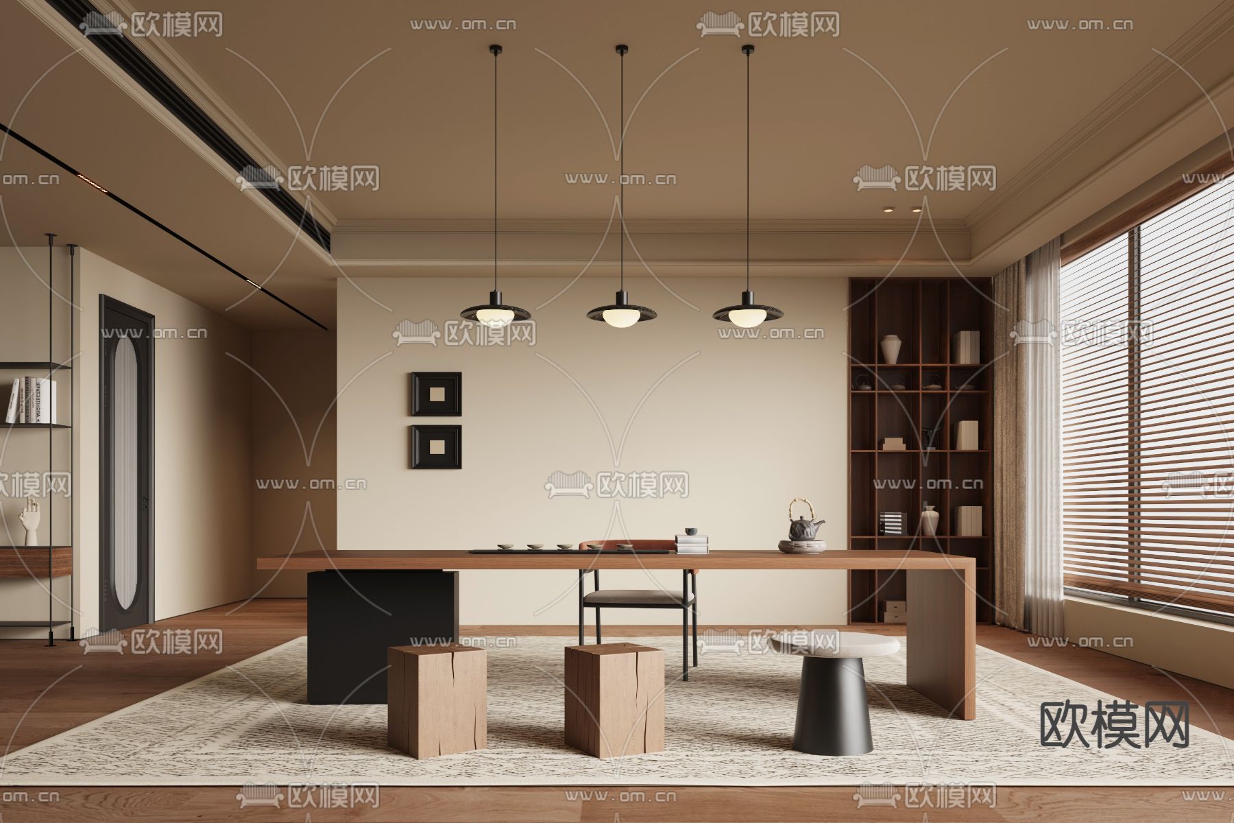 中古风茶室3d模型下载