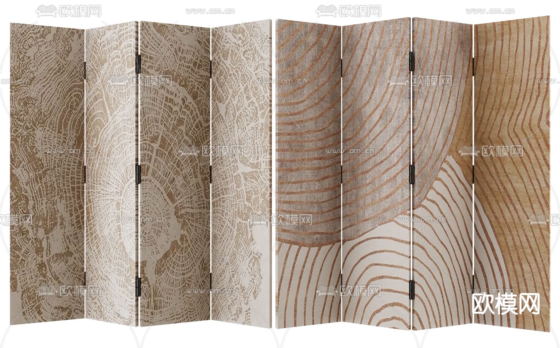 中古风屏风 隔断3d模型下载